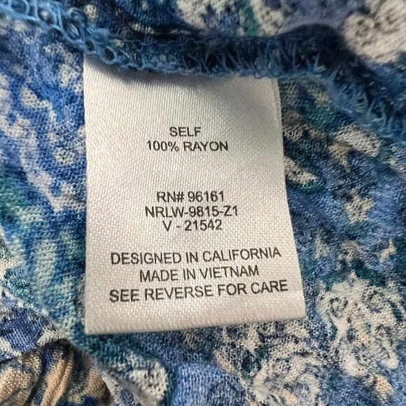 Gypsies & Moondust Paisley Maxi Dress V-Neck Short Sleeve Blue/Multi Size Small - Picture 9 of 9